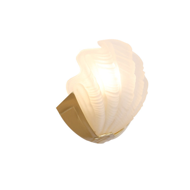 Taavita Modern Art Deco 1-Light Wall Lamp Brass Glass for Living Room Shell