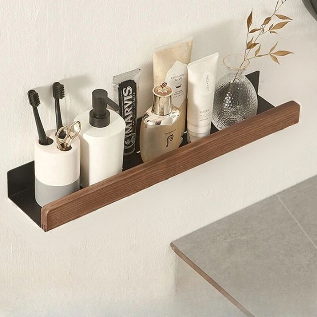 Taavita - Rustic Wooden Bathroom Shelf without Drilling for Elegant Storage