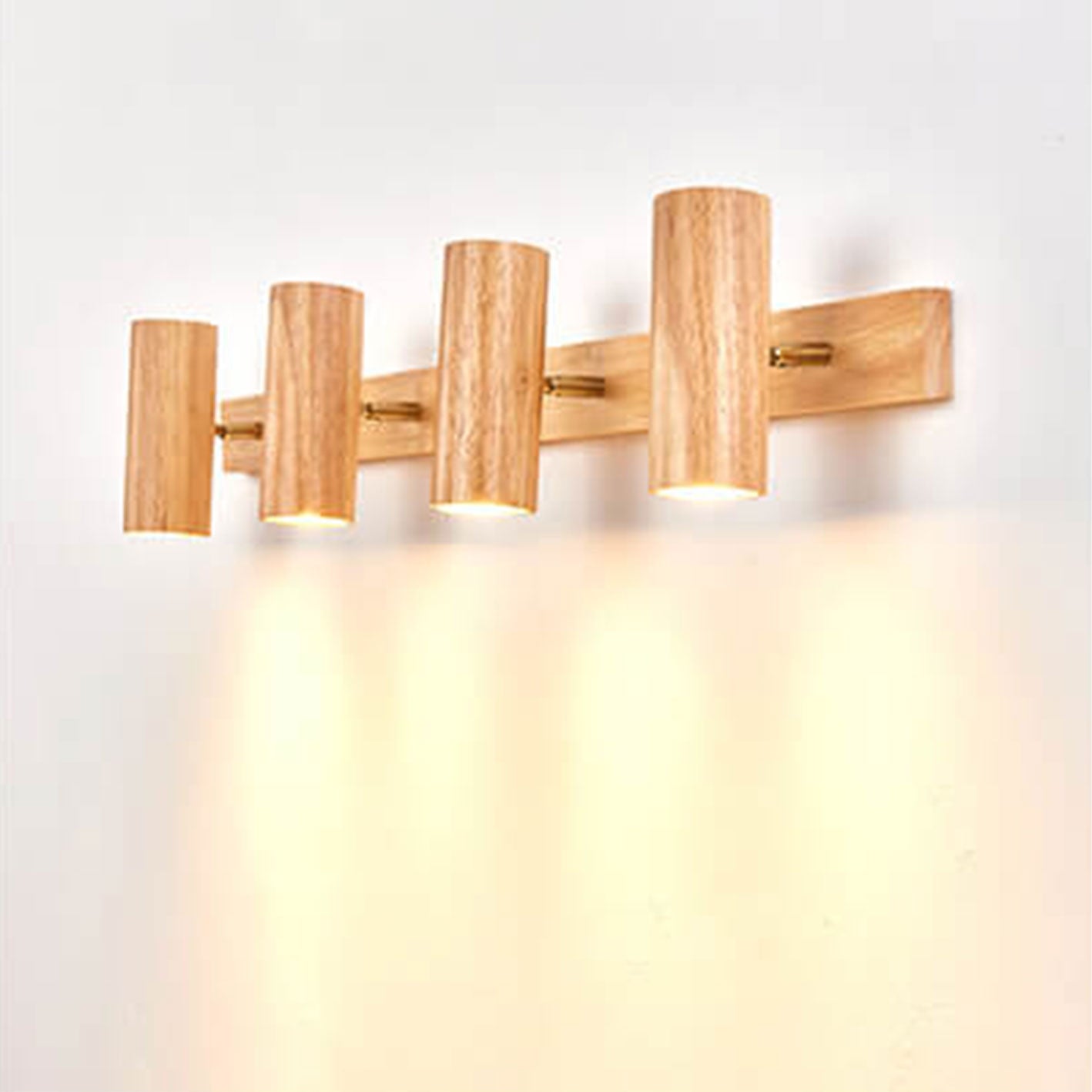 Modern Minimalist Wooden Rail Spotlight 1/3/4 Light Wall Lamp