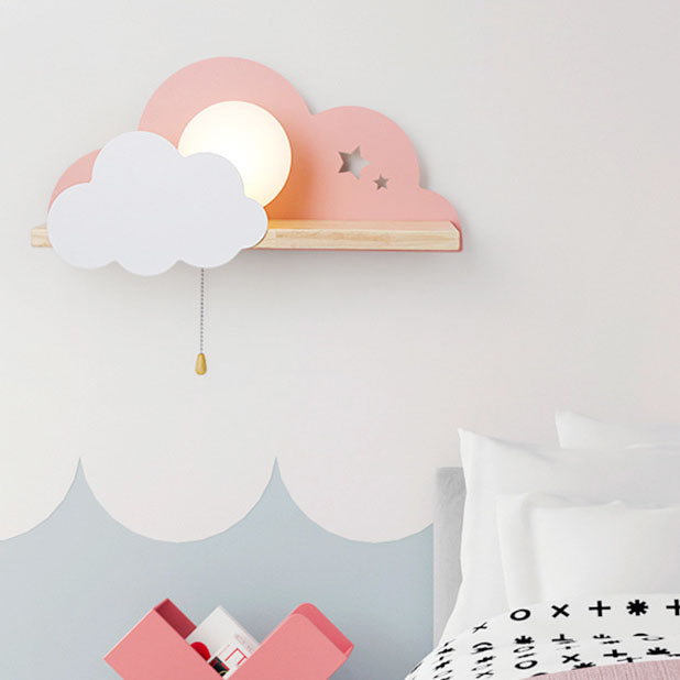 Taavita Macaron Cloud Glass Wood 1-Light Wall Lamp