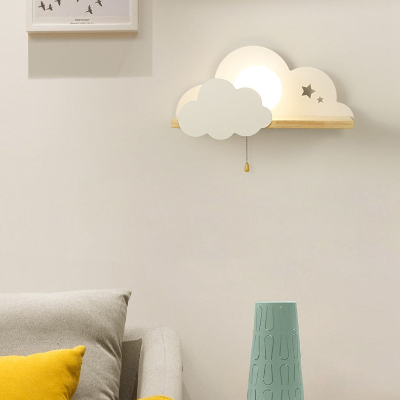 Taavita Macaron Cloud Glass Wood 1-Light Wall Lamp