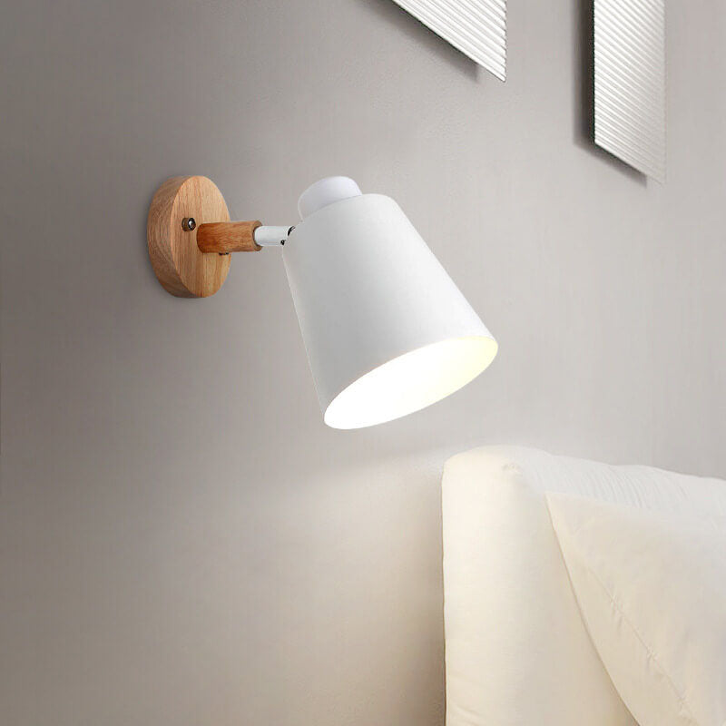 Taavita, minimalistic, monochrome, single-flame wall lamp made of iron and wood