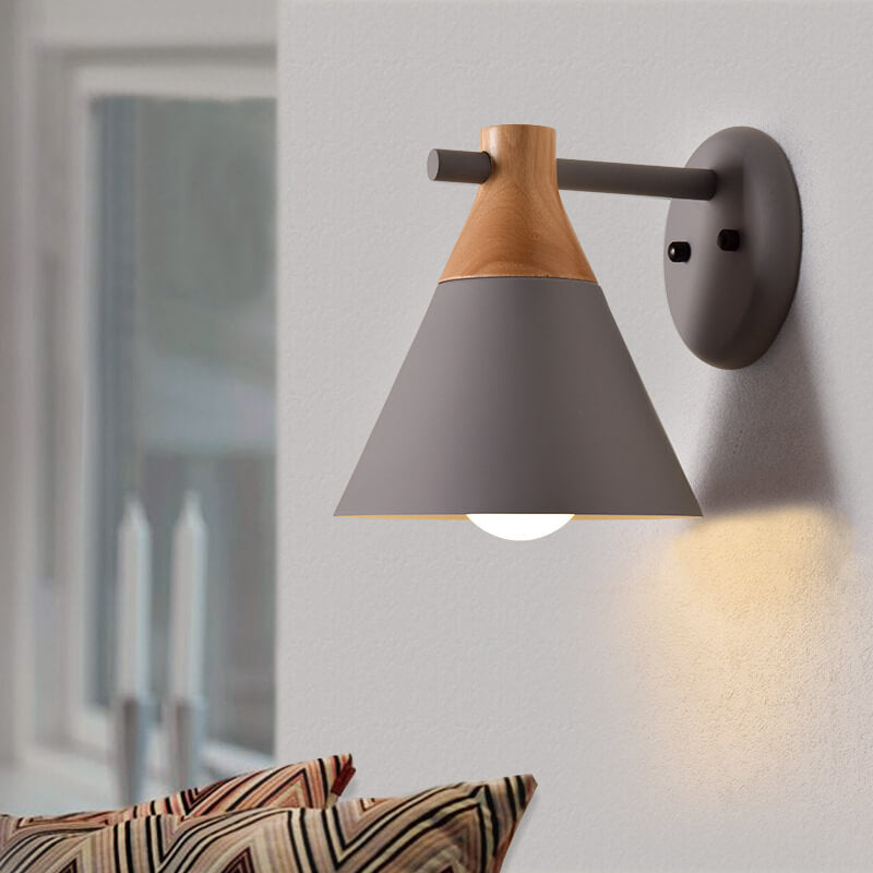 Taavita Solid Wood Macaron Cone Shade 1-Light Wall Lamp