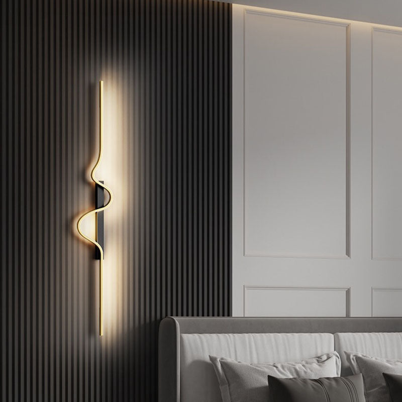 Modern Minimalist Aluminum Corrugated Iron Frame LED Wall Light Lamp for Bedroom with Integrated LEDs, 18W and 1800lm