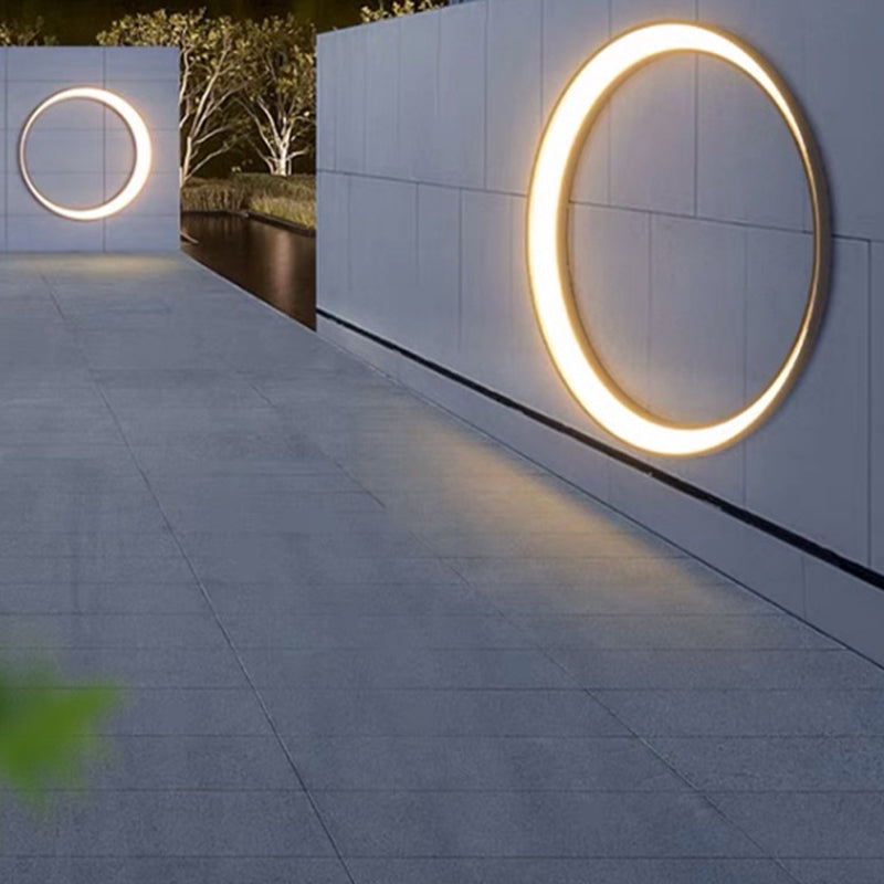 Modern Minimalist IP65 Crescent Circle Stainless Steel PC Waterproof LED Wall Light Lamp for Outdoor Terrace