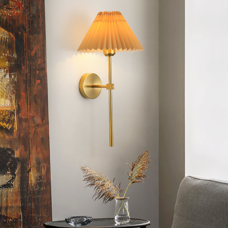 Taavita Plissé Fabric Shade, Straight Arm, 1-Light Wall Lamp