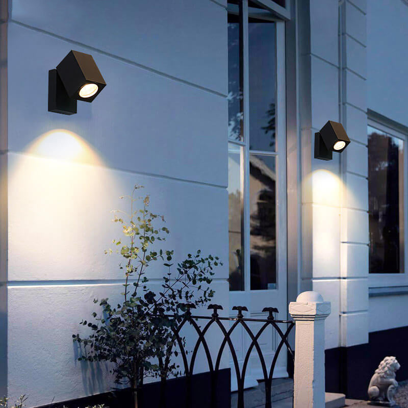 Modern Square Waterproof LED Outdoor Garden Wall Sconce Lamp with Adjustable Angle