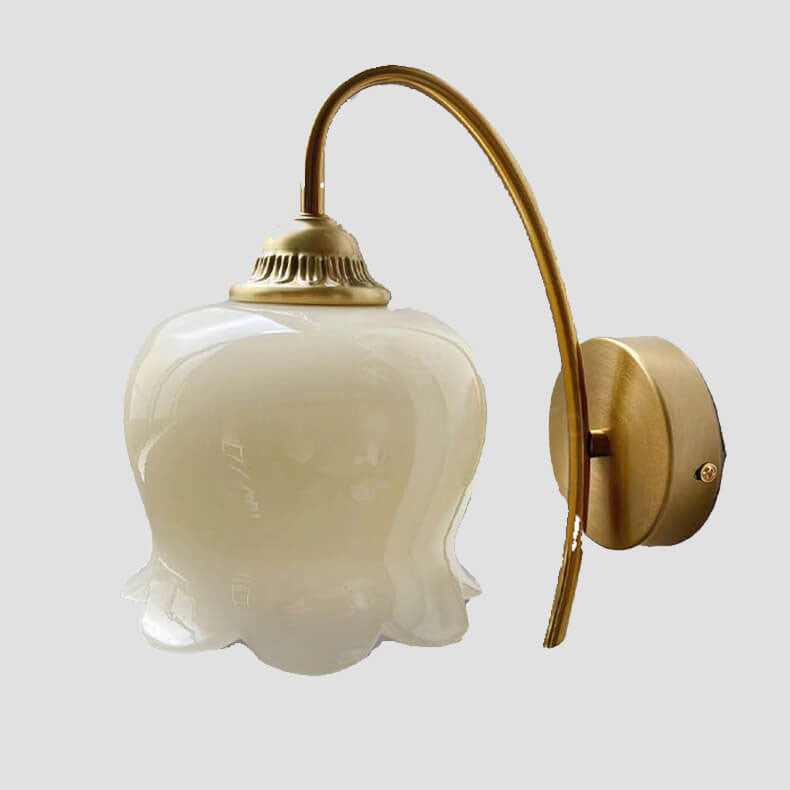 Taavita Wall Lamp with 1 Light in Vintage Style made of Resin and Copper Iron in Creamy Yellow