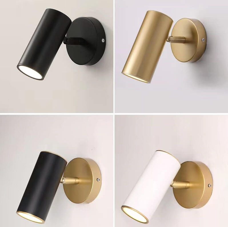 Modern Simple Cylindrical Plated 1-Light Reading Wall Lamp Spotlight