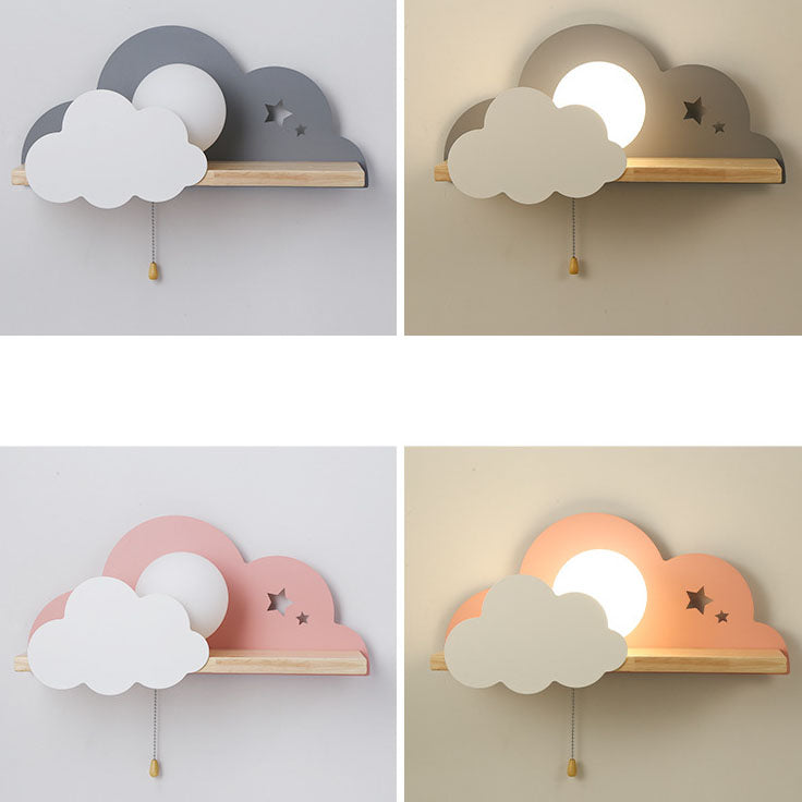 Taavita Macaron Cloud Glass Wood 1-Light Wall Lamp