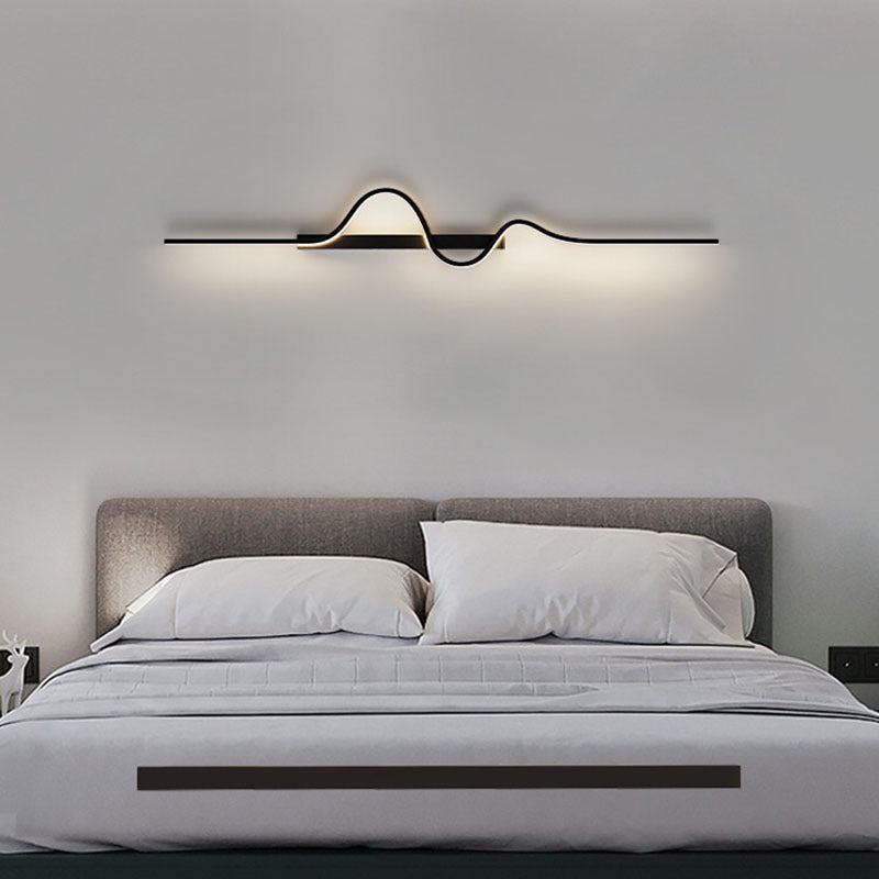 Modern Minimalist Aluminum Corrugated Iron Frame LED Wall Light Lamp for Bedroom with Integrated LEDs, 18W and 1800lm