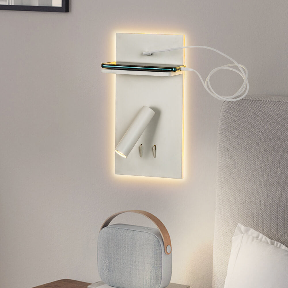 Modern Simple Square House Light Head USB Wireless Charging LED Wall Lamp