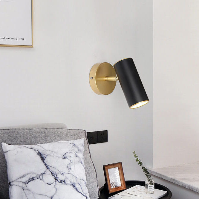 Modern Simple Cylindrical Plated 1-Light Reading Wall Lamp Spotlight