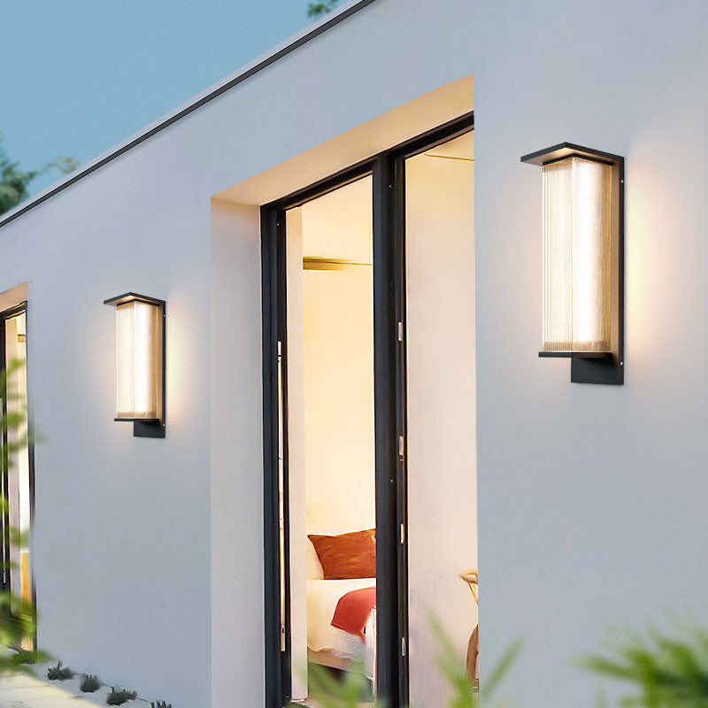 Modern Minimalistic Solar Waterproof Rectangular Stainless Steel Acrylic LED Outdoor Wall Lamp for Terrace