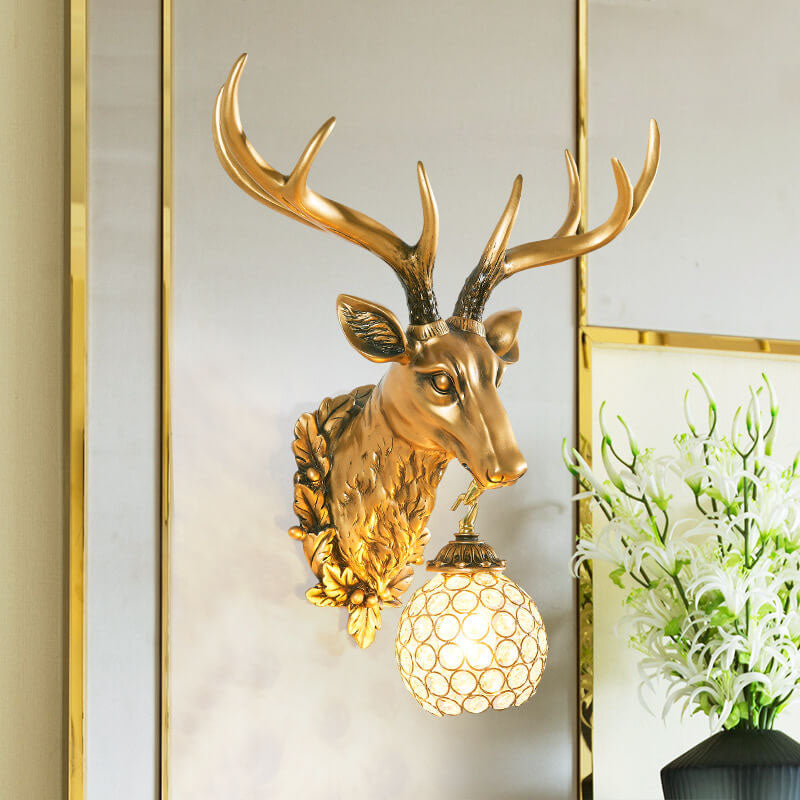 Taavita Retro Deer Head Resin Wall Lamp with 1 Light