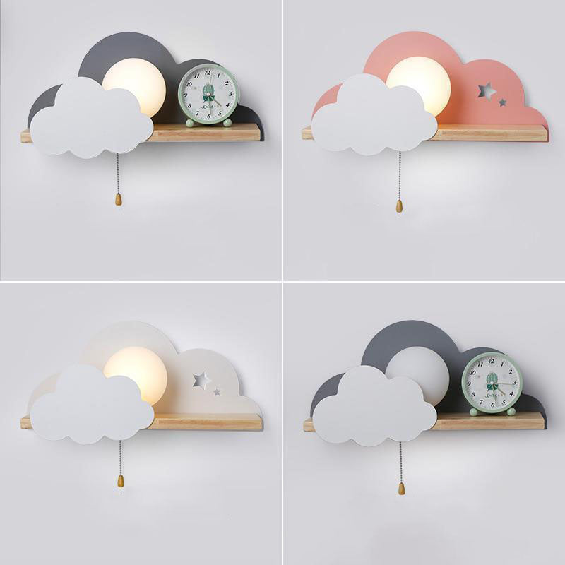 Taavita Macaron Cloud Glass Wood 1-Light Wall Lamp