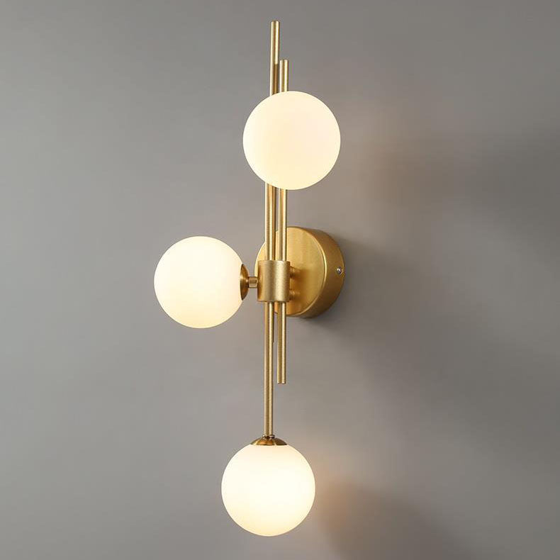 Taavita Minimalist Vintage Orb Hardware Glass 3-Light Wall Lamp