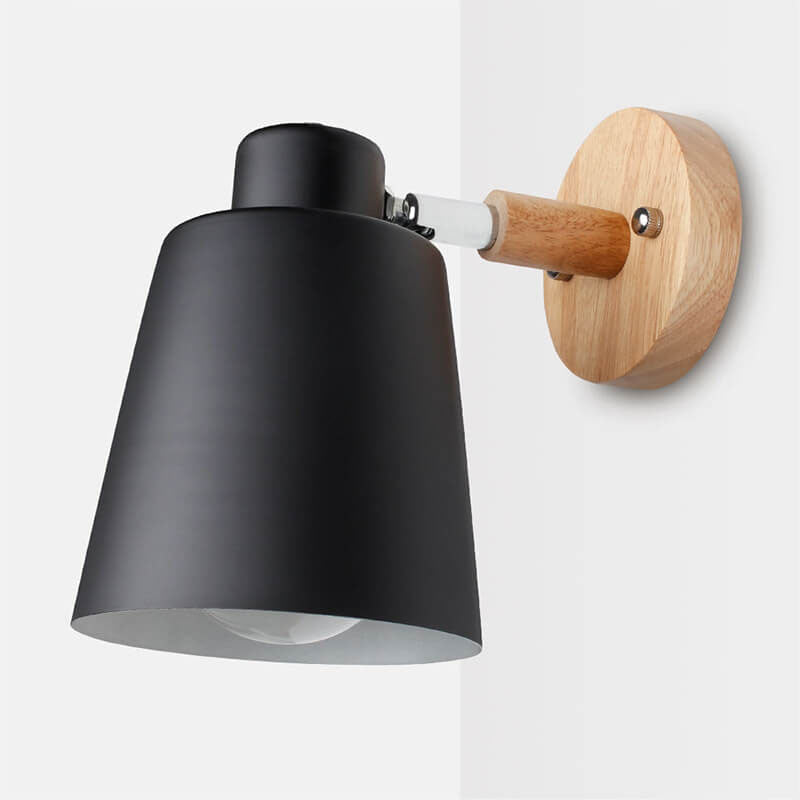 Taavita, minimalistic, monochrome, single-flame wall lamp made of iron and wood