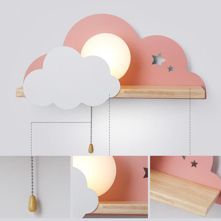 Taavita Macaron Cloud Glass Wood 1-Light Wall Lamp