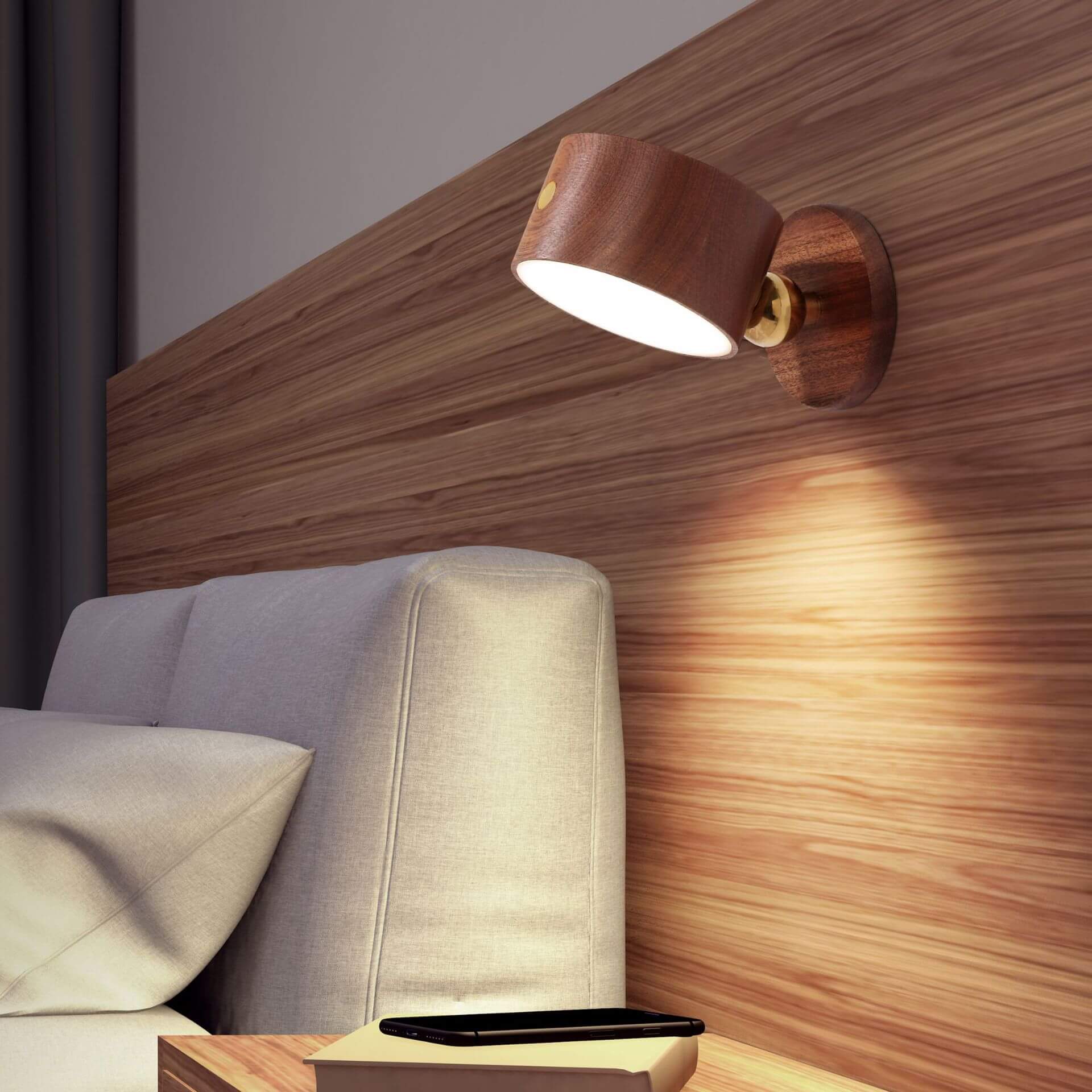 Taavita wooden USB rechargeable magnetic LED wall lamp night light