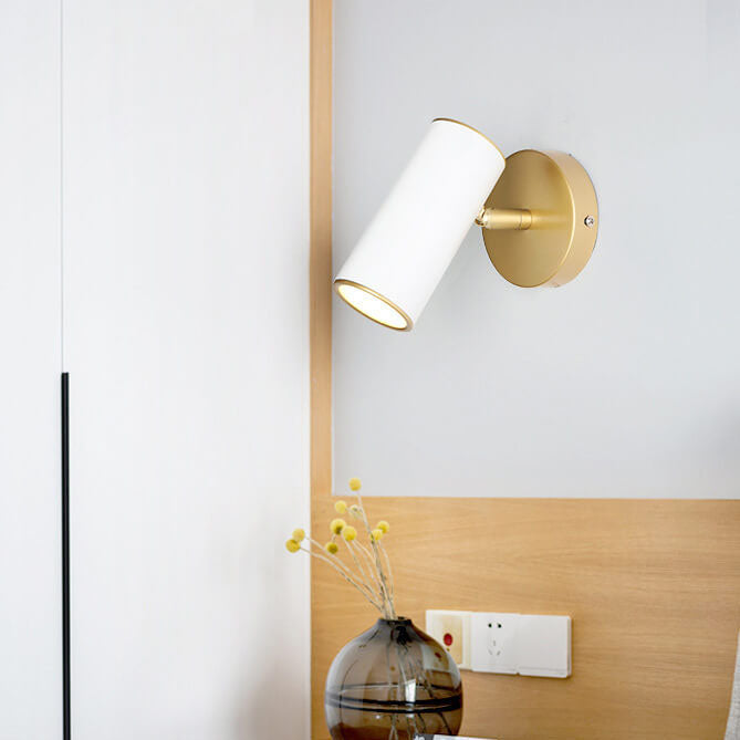 Modern Simple Cylindrical Plated 1-Light Reading Wall Lamp Spotlight