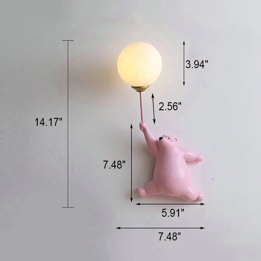 Taavita Creative Bear Iron Glass Wall Lamp with 1 Light