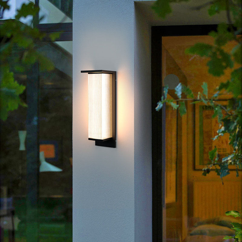 Modern Minimalistic Solar Waterproof Rectangular Stainless Steel Acrylic LED Outdoor Wall Lamp for Terrace