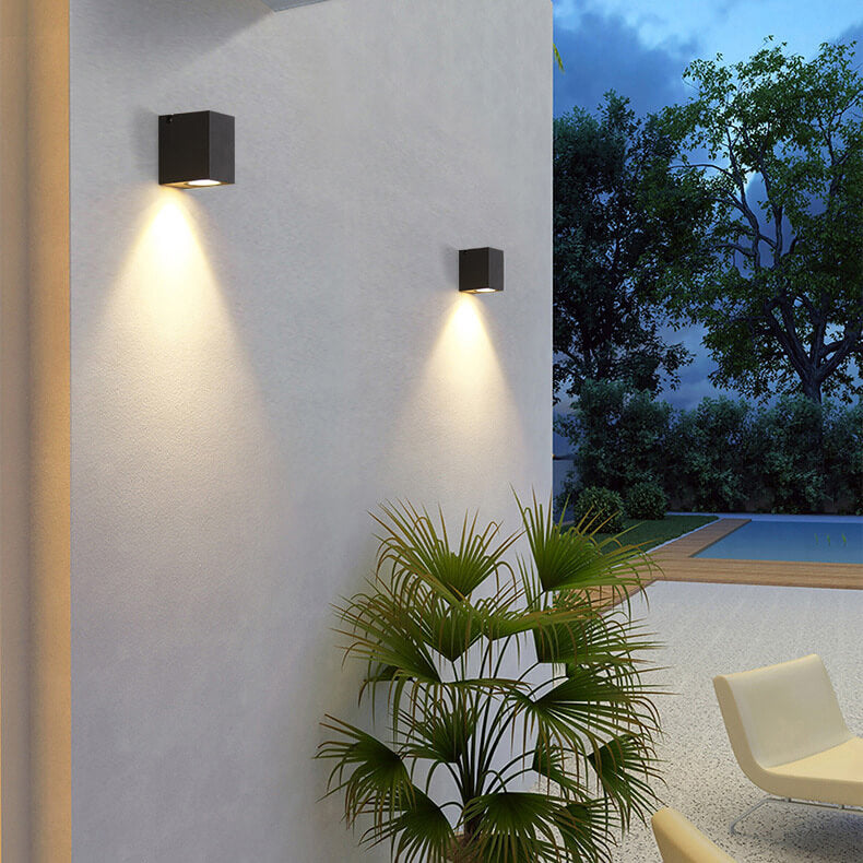 Modern Square Waterproof LED Outdoor Garden Wall Sconce Lamp with Adjustable Angle