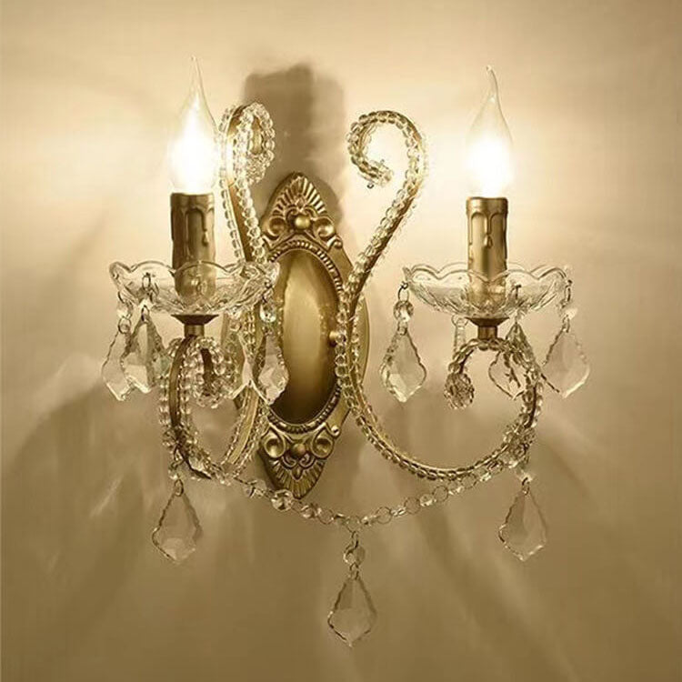 Taavita Vintage Crystal Chandelier 1/2 Light Wall Lamp