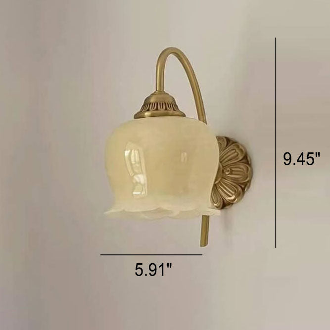 Taavita Wall Lamp with 1 Light in Vintage Style made of Resin and Copper Iron in Creamy Yellow