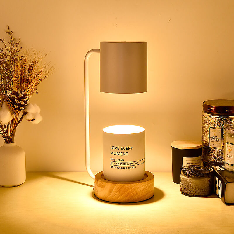 Taavita Minimalistic Wooden Table Lamp with Timing Dimming Function - 1 Light from Melting Wax