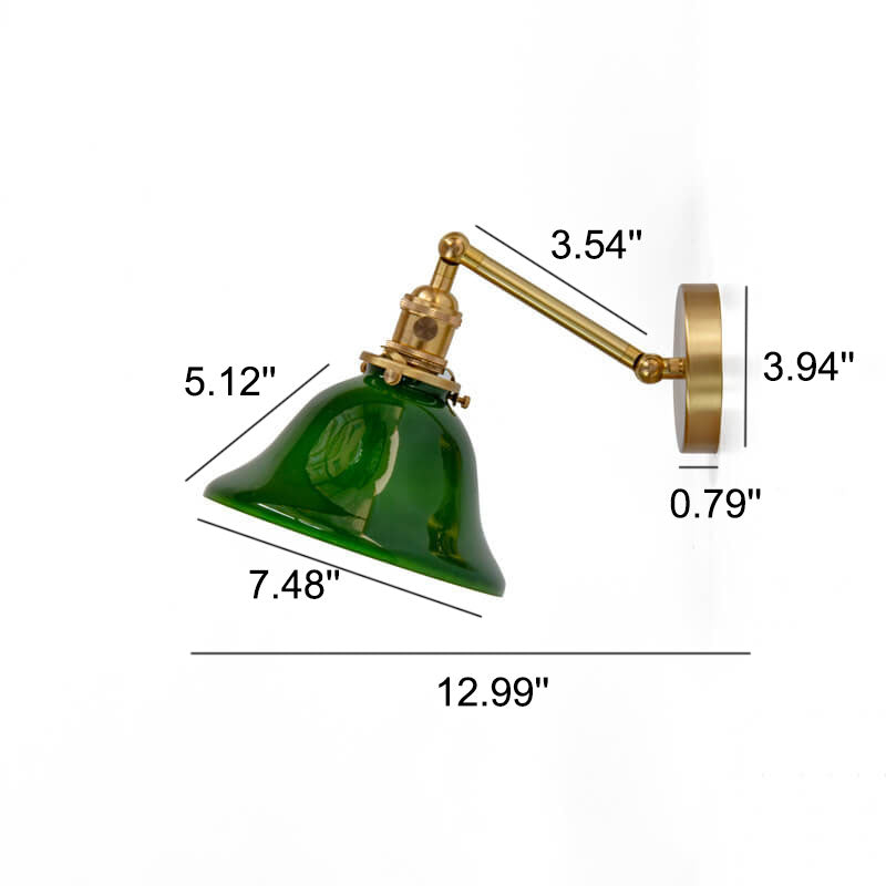 Taavita Vintage 1-light Wall Lamp made of Green Glass and Brass