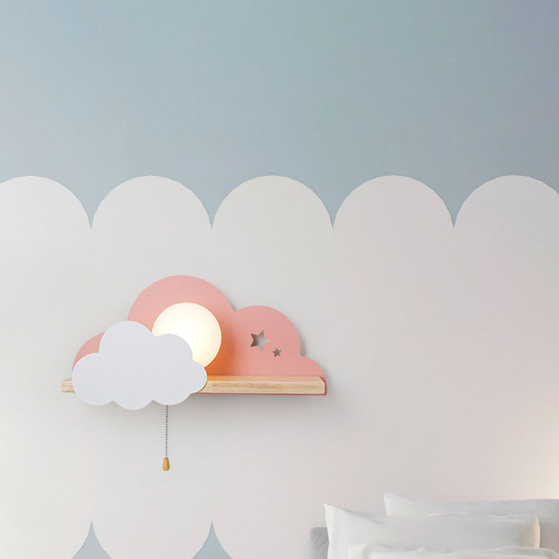 Taavita Macaron Cloud Glass Wood 1-Light Wall Lamp