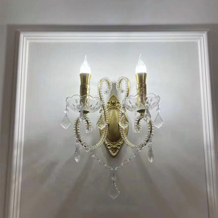 Taavita Vintage Crystal Chandelier 1/2 Light Wall Lamp