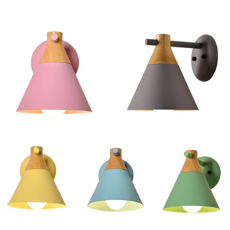 Taavita Solid Wood Macaron Cone Shade 1-Light Wall Lamp