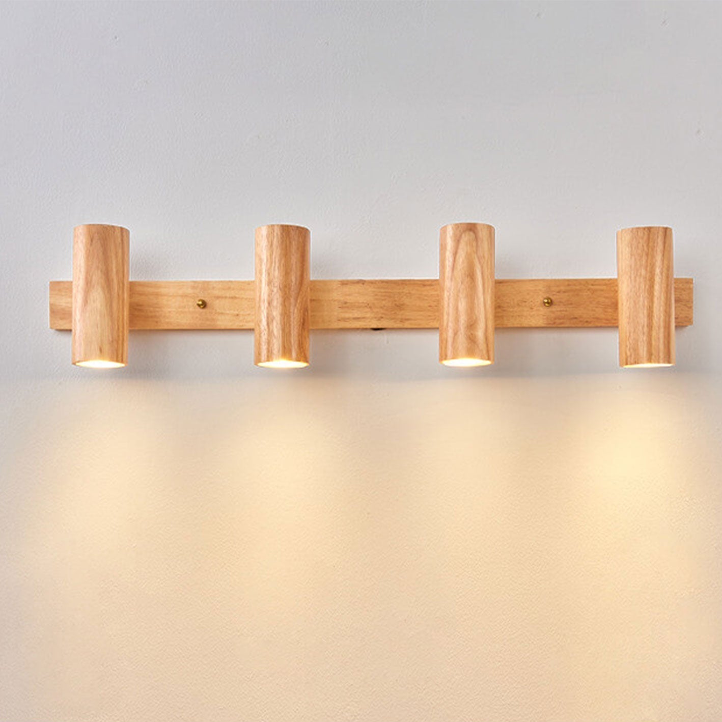 Modern Minimalist Wooden Rail Spotlight 1/3/4 Light Wall Lamp