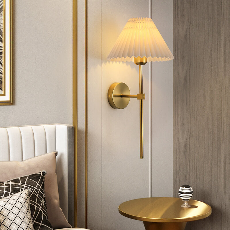 Taavita Plissé Fabric Shade, Straight Arm, 1-Light Wall Lamp