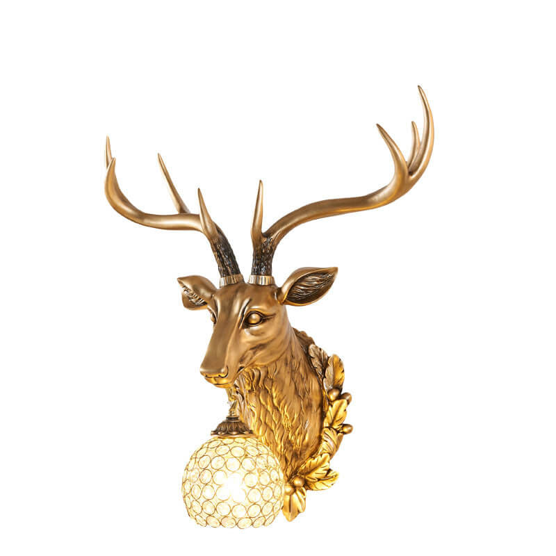 Taavita Retro Deer Head Resin Wall Lamp with 1 Light