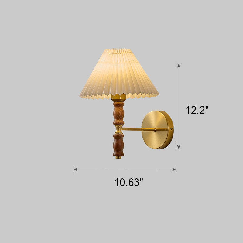 Taavita Vintage Walnut Pleated 1-Light Wall Lamp