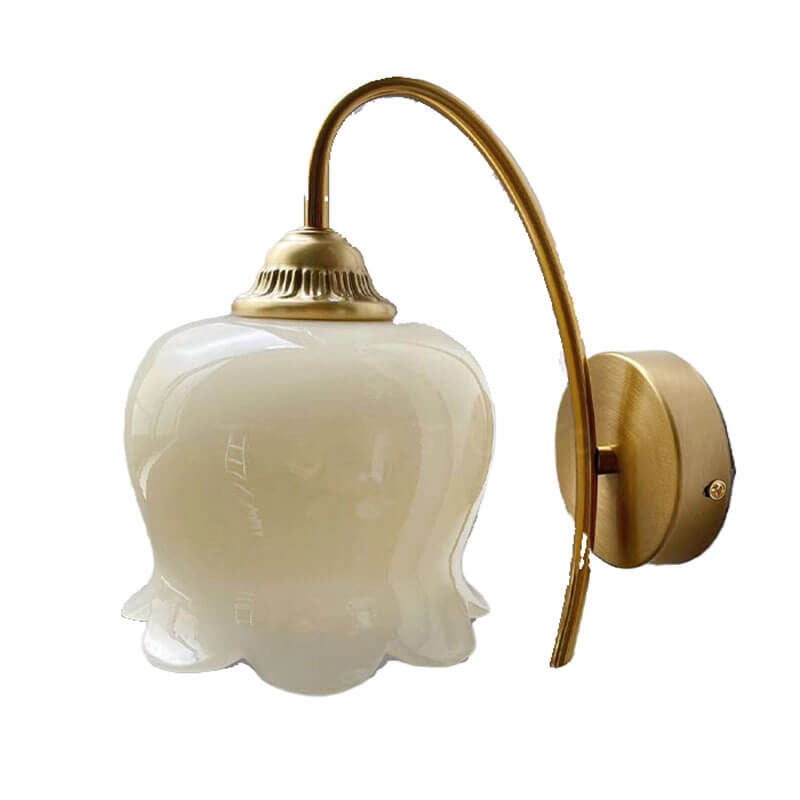 Taavita Wall Lamp with 1 Light in Vintage Style made of Resin and Copper Iron in Creamy Yellow