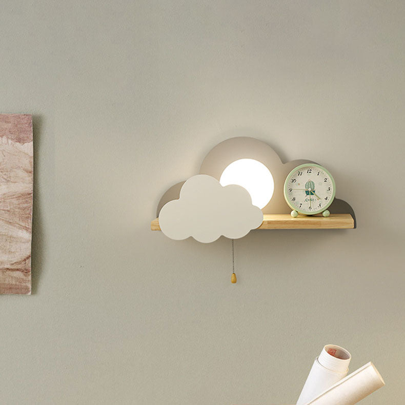 Taavita Macaron Cloud Glass Wood 1-Light Wall Lamp