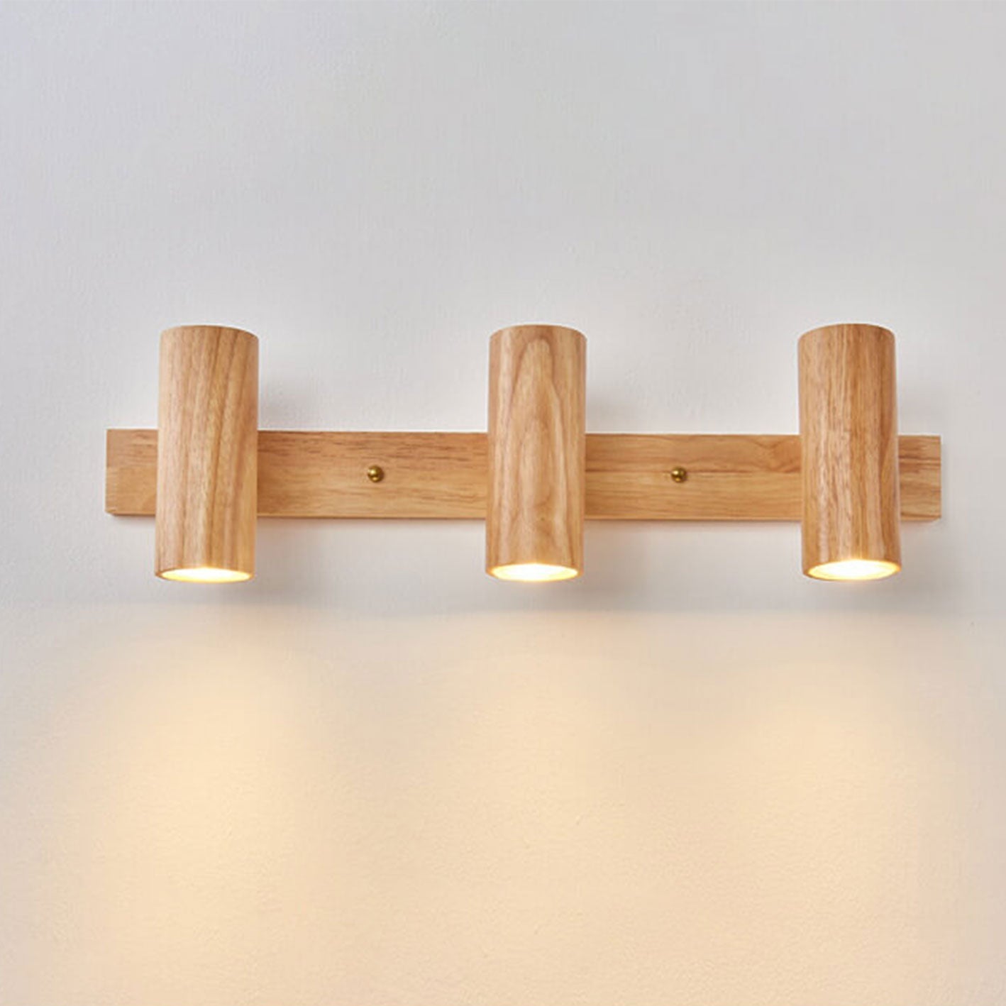 Modern Minimalist Wooden Rail Spotlight 1/3/4 Light Wall Lamp