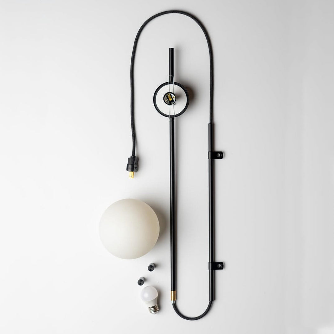 Taavita Minimalist Long Pole Glass Globe 1-Light Wall Lamp