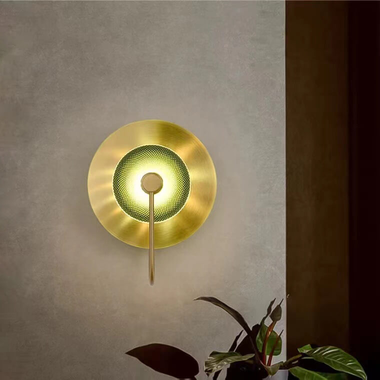 Contemporary Taavita Round Disc Iron Glass 1-Light Wall Lamp for Living Room