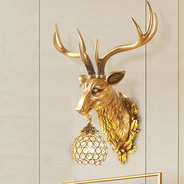 Taavita Retro Deer Head Resin Wall Lamp with 1 Light