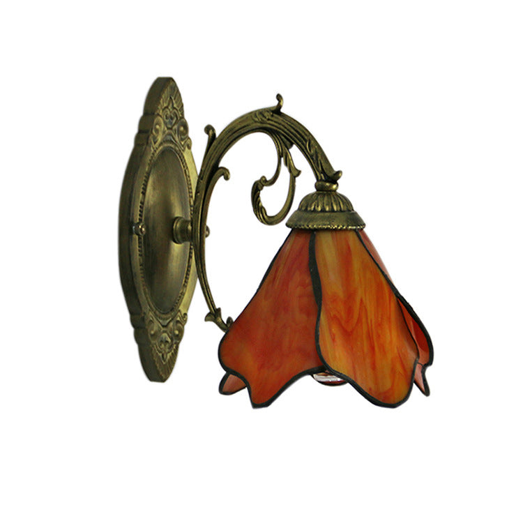 Vintage Taavita Petals Stained Glass 1-Light Wall Lamp