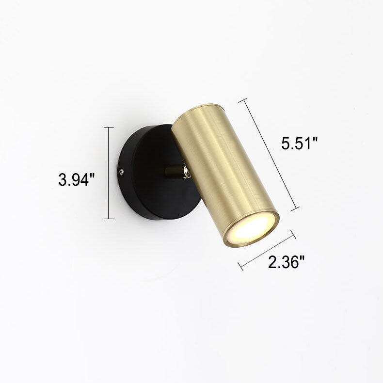 Modern Simple Cylindrical Plated 1-Light Reading Wall Lamp Spotlight