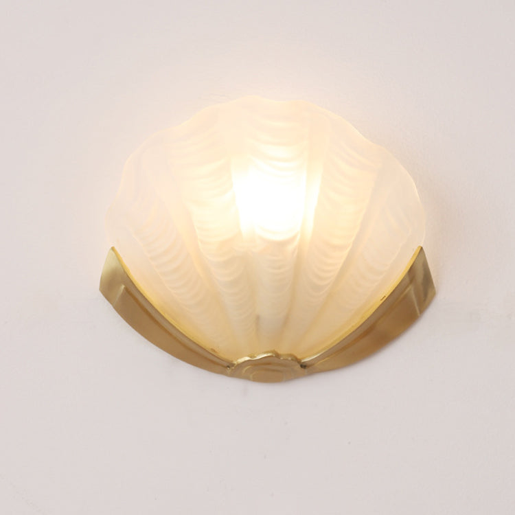 Taavita Modern Art Deco 1-Light Wall Lamp Brass Glass for Living Room Shell