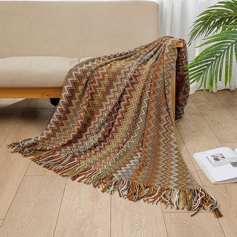 Cozy Striped Blanket with Tassels