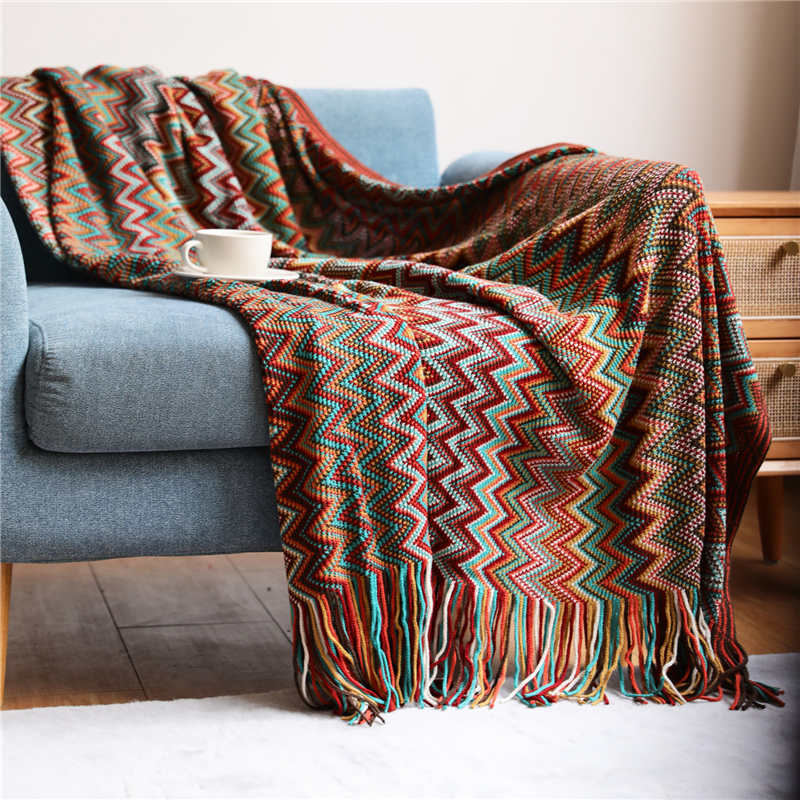 Cozy Striped Blanket with Tassels